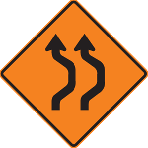orange construction signs