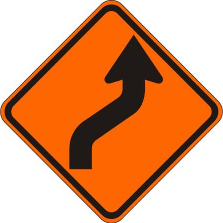 the right to a curved road